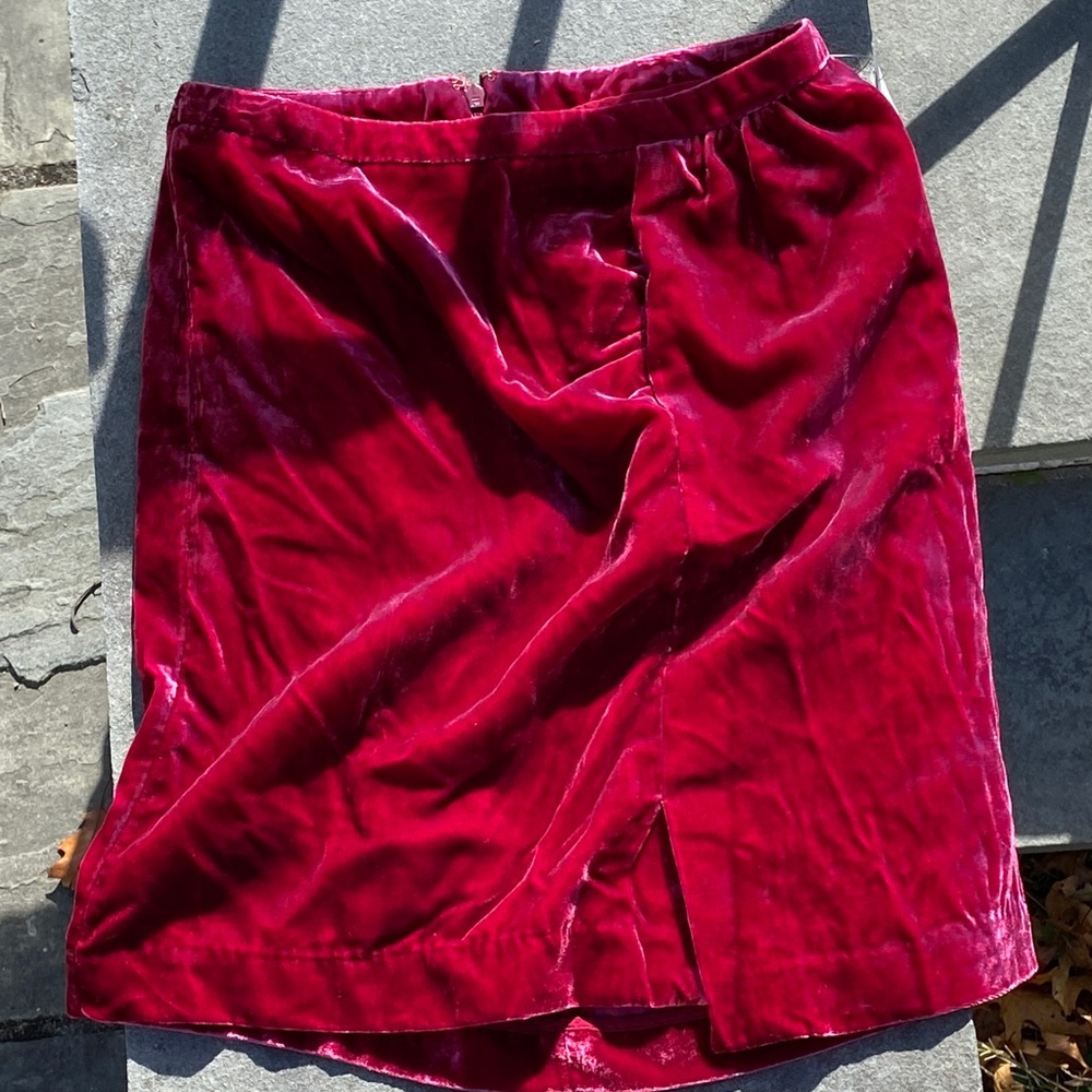Elegant Velvet Raspberry-Red Skirt